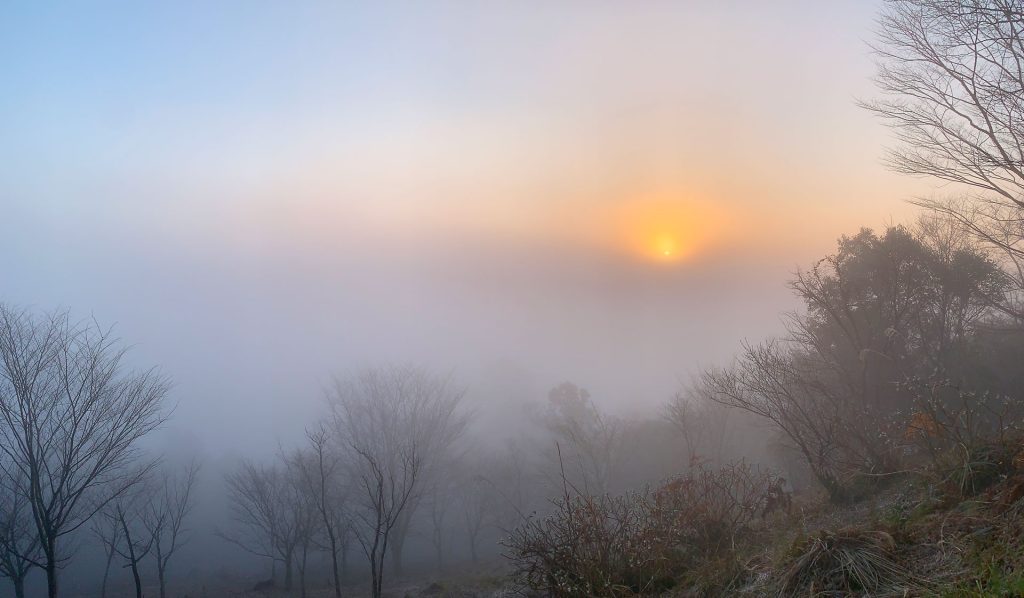 紅取山から撮影した雲海中の日の出